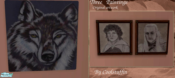 Sims 2 — Original Artwork Set of Paintings by coolstuffin — Set of 3 painting recolors using original pencil sketches by
