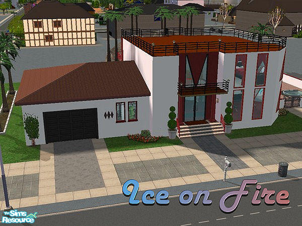 Sims 2 — Ice on Fire by hatshepsut — Red hot modern house tastefully decorated with a red, black and white theme