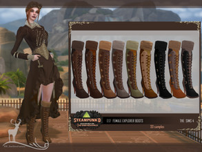 Sims 4 — STEAMPUNKED _ FEMALE EXPLORER BOOTS by DanSimsFantasy — High neck steampunk boots, with front braiding, attached