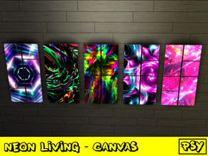 Sims 4 — Neon Living - Canvas by Psychachu — Neon Living Set - Canvas, in 5 neon patterns!