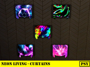 Sims 4 — Neon Living - Curtain by Psychachu — Neon Living Set - Curtain, in 5 neon patterns!
