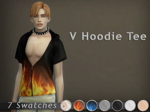 Sims 4 — V Hoodie Tee by RoyIMVU — Low V Hoodie Tee. Don't steal my mesh please <3