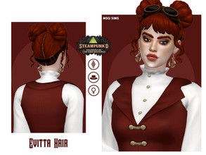 Sims 4 — Steampunked Evitta Hair by MSQSIMS — This Maxis Match hair with goggles gives your Sims the perfect Steampunk