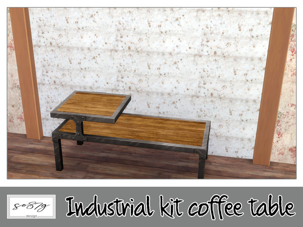 Sims 4 — Industrial kit coffee table by so87g — cost: 200$, you can found it in surfaces - coffee table NEW features of