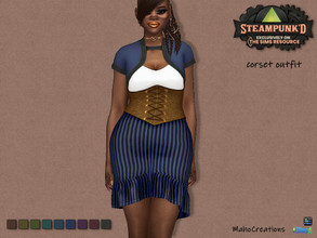 Sims 4 — Steampunked - Corset Outfit by MahoCreations — The Steampunked Collab for the Sims 4 is here. basegame new mesh