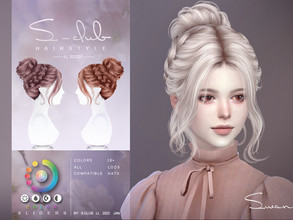 Sims 4 — Update  Ballet plate hair (swan) by S-Club by S-Club — Update: Fixed some texture bugs, please download again.