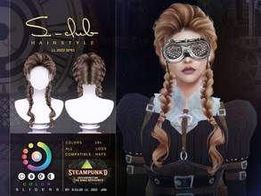 Sims 4 — Steampunk D double braid hairstyle by S-Club by S-Club — Steampunk D double braid hairstyle, with 20 swatches