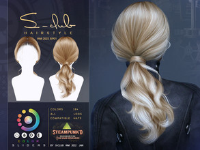 Sims 4 — Steampunk ponytail hairstyle by S-Club by S-Club — Steampunk ponytail hairstyle, with 20 swatches who has the