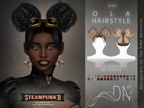 Sims 4 — Steampunked - Ola Hairstyle by DarkNighTt — Steampunk Ola Hairstyle is a short, updo hairstyle. 30 colors (20