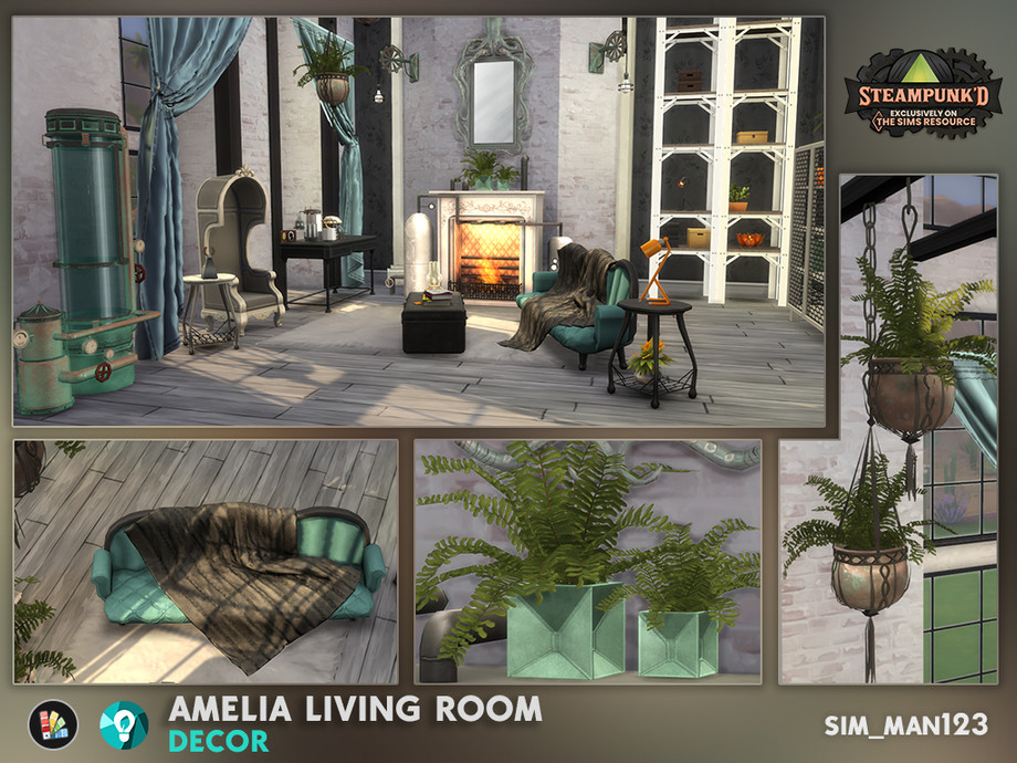 The Sims Resource - Steampunked - Amelia Living Room Deco