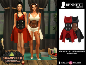 Sims 4 — Bennett (Dress) Steampunk by Beto_ae0 — Dress inspired by the Steampunk theme, I hope you like it - 30 colors -