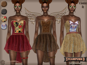 Sims 4 — Steampunked Milicent Dress by Harmonia — New Mesh All Lods 4 Swatches Please do not use my textures. Please do