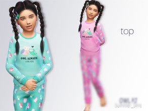 Sims 4 — PJ owl top by Summer_Sims2 — Pyjamas top two color choices
