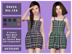 Sims 4 — Akogare Dress No.136 by _Akogare_ — Akogare Dress No.136 - 8 Colors - New Mesh (All LODs) - All Texture Maps -