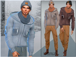 Sims 4 — Men's jacket with pockets and hood by Sims_House — Men's jacket with pockets and hood 8 color options. Things on