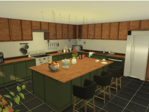 Sims 4 — Kitchen #1 by EmmaGRT — Kitchen Cost: 12347 Simoleons Included is a topview of the room to get a better idea of