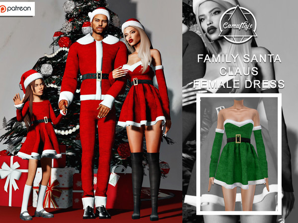 Sims 4 — [PATREON] Family Santa Claus - Female Dress by Camuflaje — * New mesh * Compatible with the base game * HQ * All
