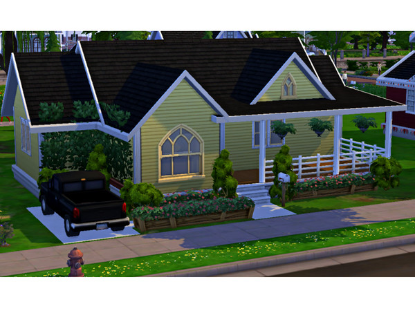 Sims 4 — Sunshine Avenue - NO CC Shell Starter by newbiesimsie — I have been loving yellow, but the lighting in game