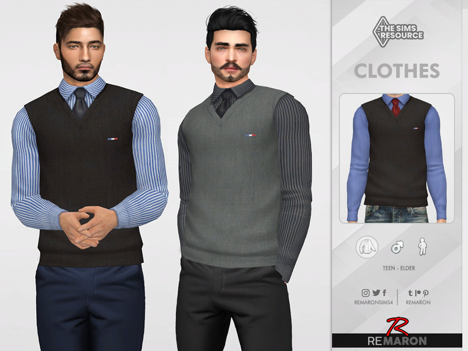 The Sims Resource - Formal Shirt with Vest for male Sim