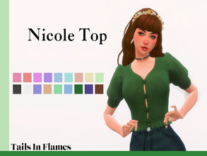 Sims 4 — Nicole Top by Tails_in_Flames — BGC, 18 swatches, made for female sims 