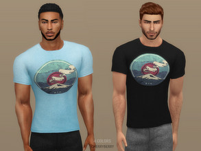 Sims 4 — Martin - Men's Tshirt by CherryBerrySim — Martin - Men's Tshirt with a graphic print for male sims. 4 colors