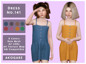 Sims 4 — Akogare Dress No.141 by _Akogare_ — Akogare Dress No.141 - 8 Colors - New Mesh (All LODs) - All Texture Maps -