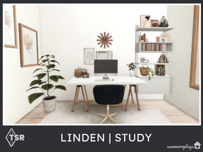 Sims 4 —  Linden Study  - TSR CC Only by Summerr_Plays — Linden Study is a cozy office/quest bedroom. Medium Walls 