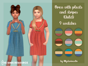 Sims 4 — Dress with pleats and stripes Child by MysteriousOo — Dress with pleats and stripes for kids in 9 colors 9