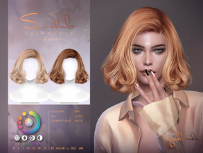 Sims 4 — Retro short curls (Yolanda) by S-Club — Retro short curls with 18 swatches who has the new texture works well