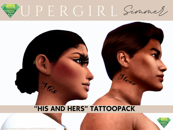 Sims 4 — HIS AND HERS TATTOOPACK by S_U_P_E_R_G_I_R_L_Simmer — His and Hers tattoo was inspired by the couple from