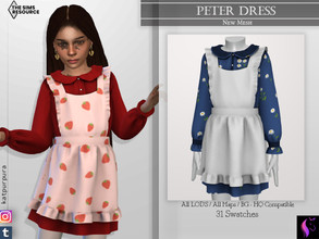 Sims 4 — Peter Dress by KaTPurpura — Short long-sleeved dress with ruffled neck and an apron with classic style