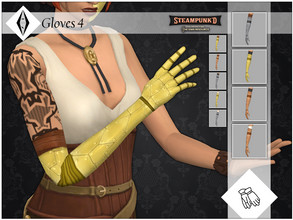 Sims 4 — Steampunked - Gloves 4 by AleNikSimmer — Handpainted metal arm overlay with leather band. It should work fine