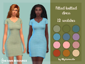 Sims 4 — Fitted knitted dress by MysteriousOo — Fitted knitted dress in 12 colors 12 Swatches; Base Game compatible; HQ