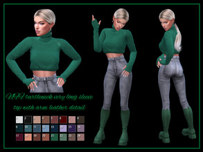 Sims 4 — NFF turtleneck very long sleeve top with arm leather detail by Nadiafabulousflow — Hi guys! This upload its a
