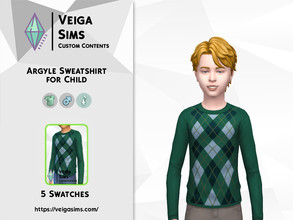 Sims 4 — Argyle Sweatshirt for Child by David_Mtv2 — Available in 5 swatches for child only. This set is a conversion of
