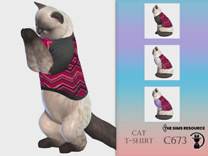 Sims 4 — Cat T-shirt C673 by turksimmer — 3 Swatches Compatible with HQ mod Works with all of skins Custom Thumbnail All
