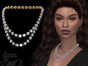 Sims 4 — Princess cut crystal double necklace by Natalis — Princess cut crystal double necklace. 3 crystal shadows. 2
