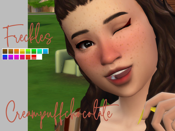 Sims 4 — Freckles by creampuffchoco — Natural looking freckles available in multiple colors including alien and natural. 
