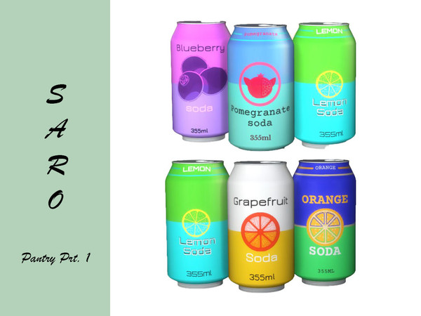 Sims 4 — SARO pantry sodacan by SSR99 — Drinks are equally important as food for a good pantry, and some sodas are a good