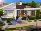 Sims 4 — Michaela - no cc by melapples — a 1 floor modern family home with enough room for 4 sims. has a open kitchen,