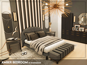 Sims 4 — Amber Bedroom (TSR only CC) by xogerardine — Fancy gold bedroom!