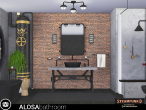 Sims 4 — Steampunked - Alosa Bathroom by wondymoon — Riveted metal detailed steampunk style bathroom; Alosa! Have fun! -