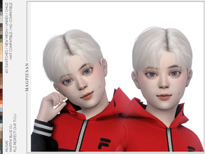 Sims 4 — Martini Blue Hair for Child by magpiesan — Tidy straight haircuts with parted bangs in 40 colors for kids. HQ
