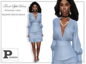 Sims 4 — Front Split Dress by pizazz — Front Split Dress for your sims 4 games. the image above was taken in-game so that