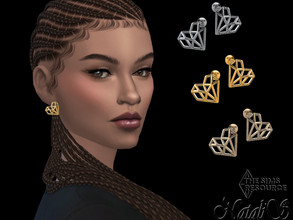 Sims 4 — Origami heart stud earrings by Natalis — Origami heart stud earrings. 4 metal colors. Female teen-elder. HQ mod