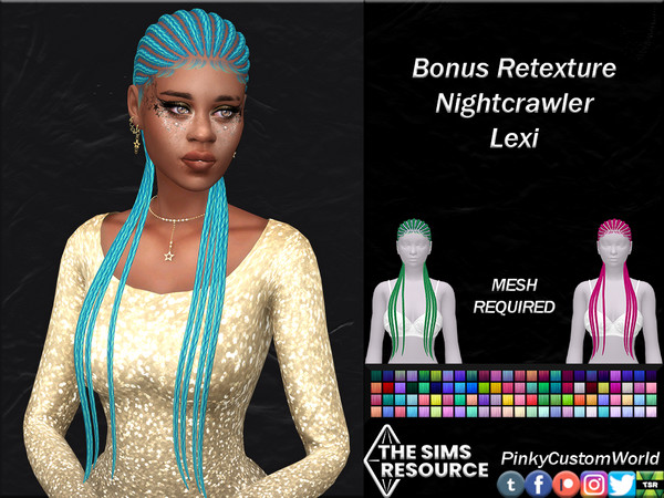 Sims 4 — Bonus Retexture of Lexi hair by Nightcrawler by PinkyCustomWorld — Long alpha protective hairstyle braided in