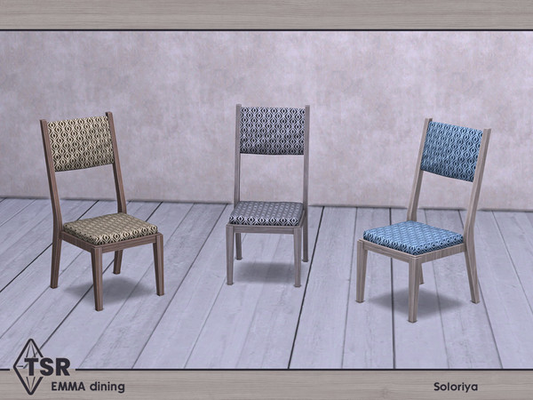 Sims 4 — Emma Dining. Chair by soloriya — Dining chair. Part of Emma Dinng set. 3 color variations. Category: Comfort -