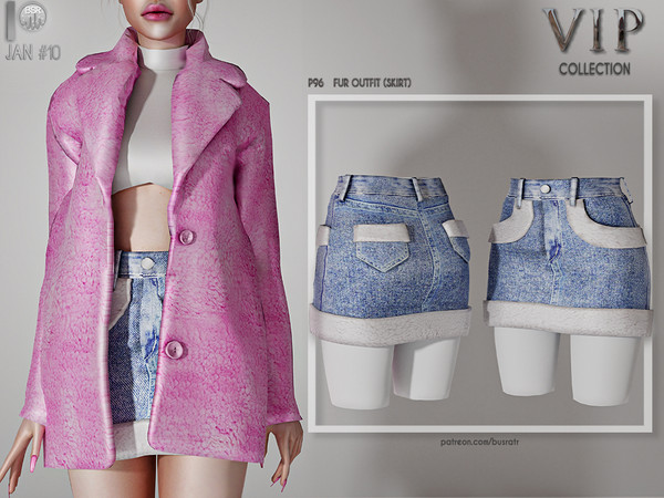 Sims 4 —  [PATREON]  (Early Access) FUR OUTFIT (SKIRT) P96 by busra-tr — 12 colors Adult-Elder-Teen-Young Adult For