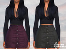 Sims 4 — Front Buttoned Leather Skirts by saliwa — Front Buttoned Leather Skirts