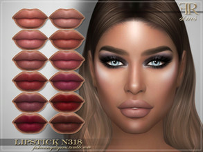 Sims 4 — Lipstick N318 by FashionRoyaltySims — Standalone Custom thumbnail 12 color options HQ texture Compatible with HQ